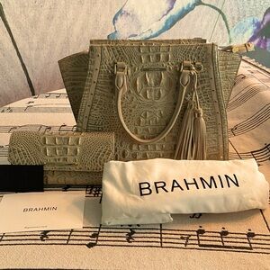 BRAHMIN PRISCILLA SATCHEL SILVER BIRCH BIRCHSIDE